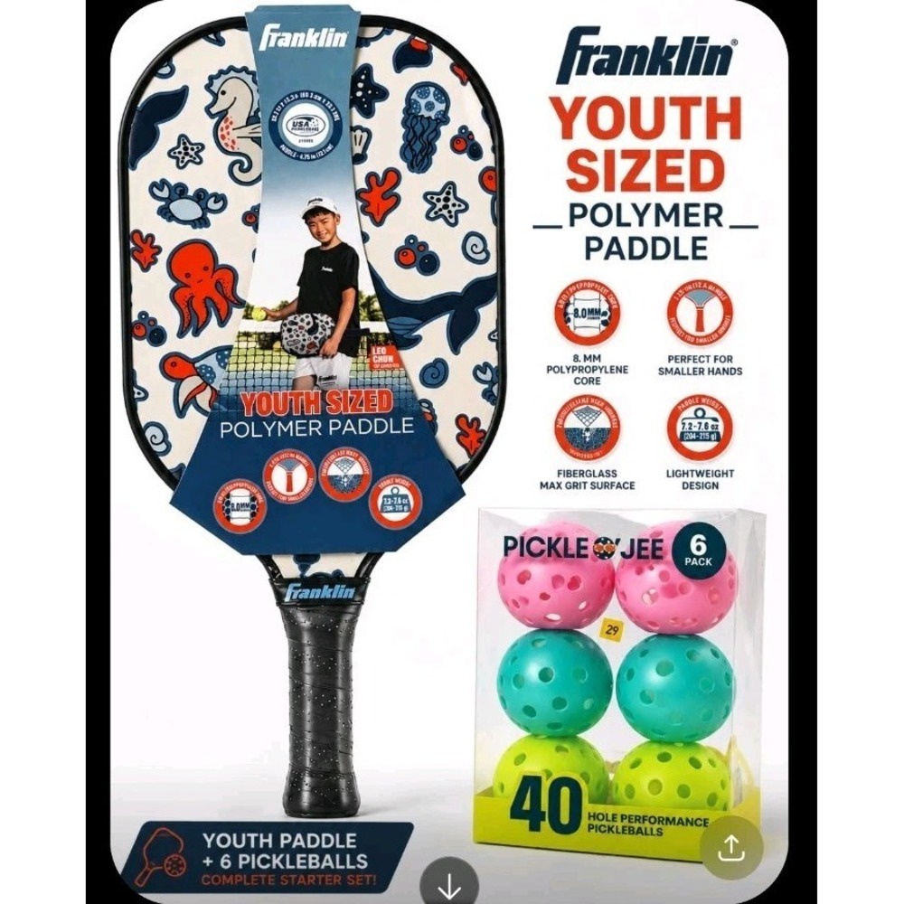1 Franklin Youth Polymer Paddle  &‎ 6 Ball bundle Lot